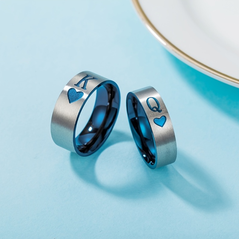 1pc KING QUEEN Titanium Steel Couple Ring